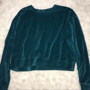 TEAL BLUE VELVET SWEATSHIRT